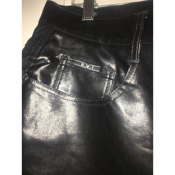 Vintage RVT Jeans Co Women's Plus Black Faux Bonded Hard Leather Pants Size 20 - Picture 5 of 9